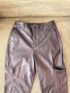 Express Brown Faux Leather Cargo Pants